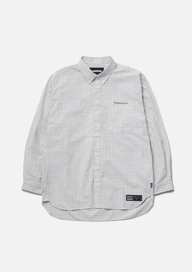 Neighborhood Plaid Pattern BD Hemd LS Weiß Bio-Baumwolle