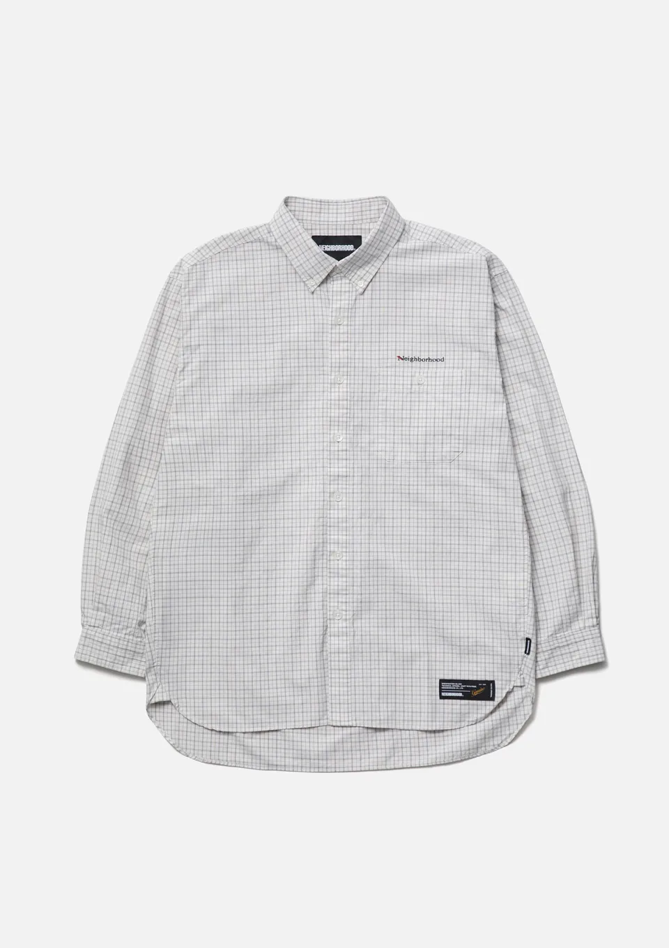 Neighborhood Plaid Pattern BD Hemd LS Weiß Bio-Baumwolle