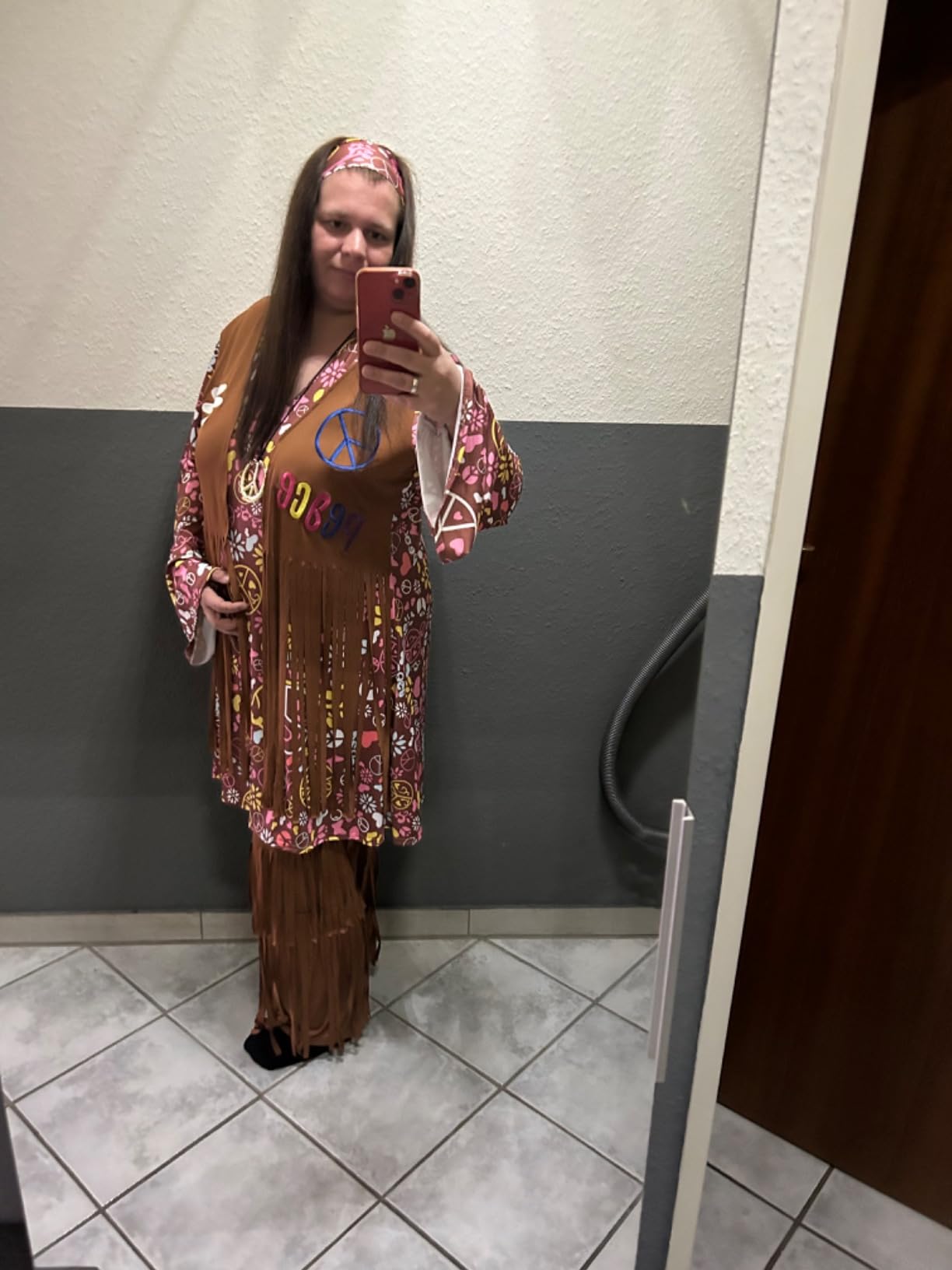 Fairycos Hippie Kostüm Damen 50-52 5-teilig 70er Jahre
