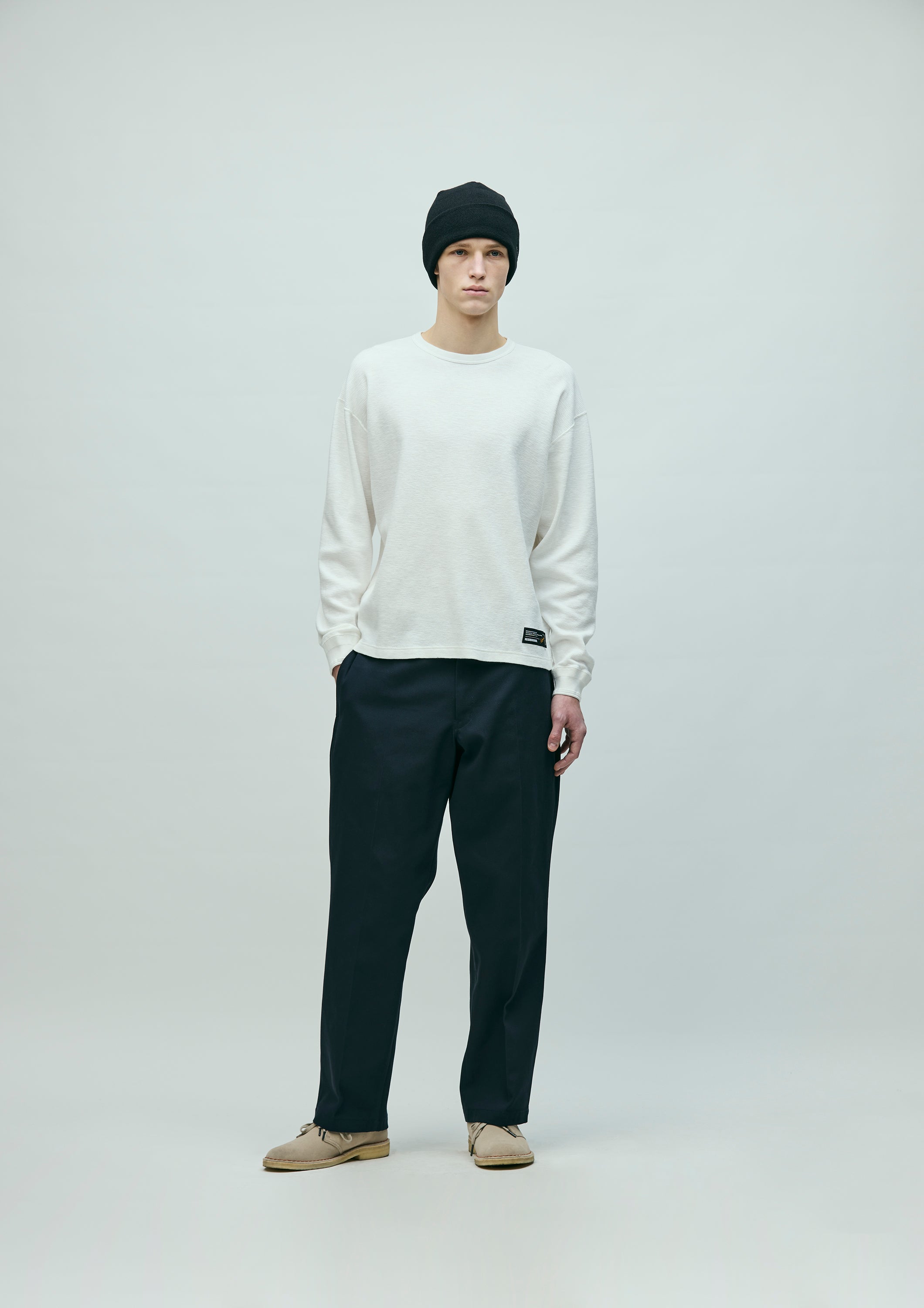 Neighborhood Honeycomb Crewneck LS Longsleeve Schwarz Waffle