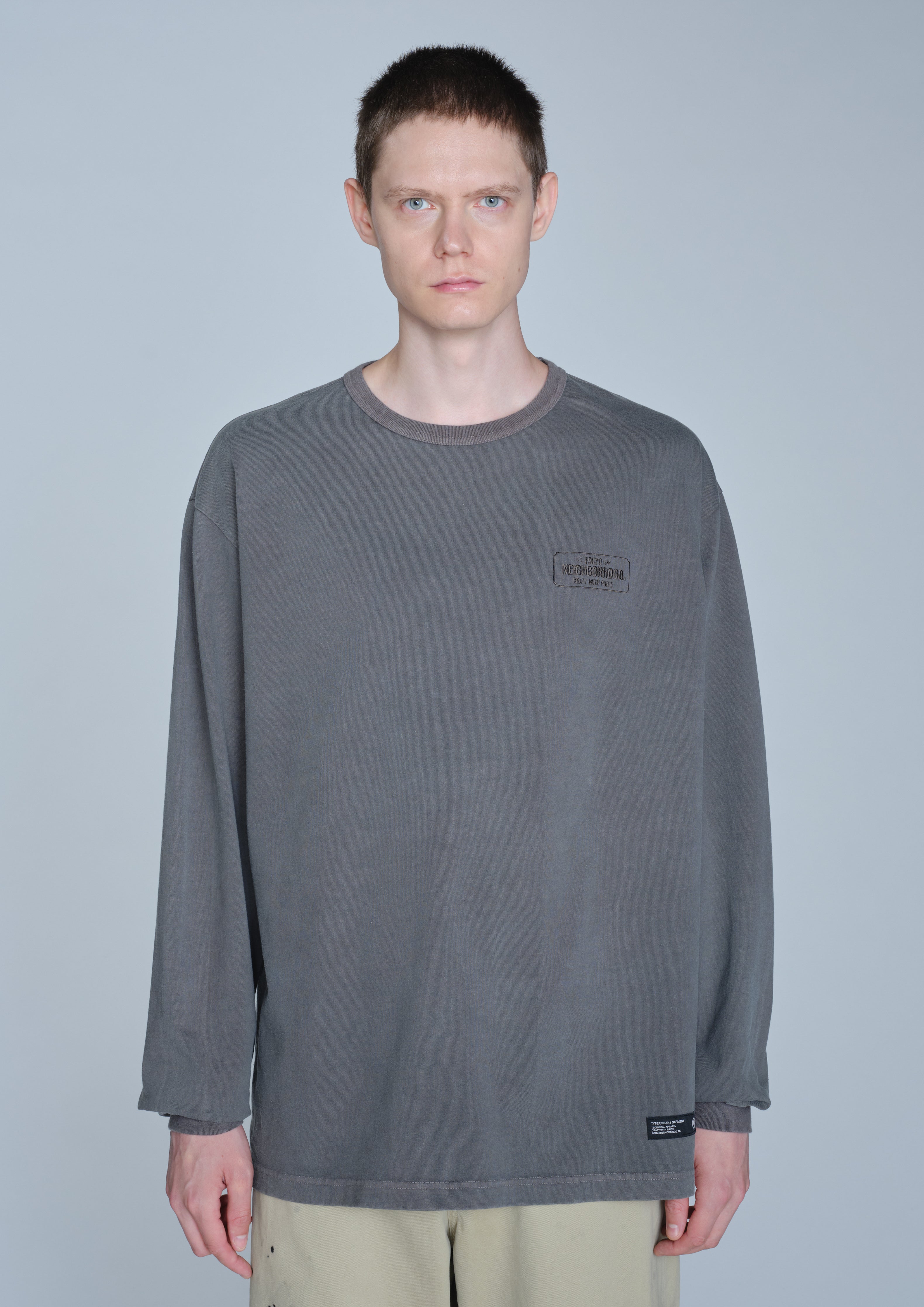 Neighborhood Pigment Crewneck LS Longsleeve Olive Drab Baumwolle