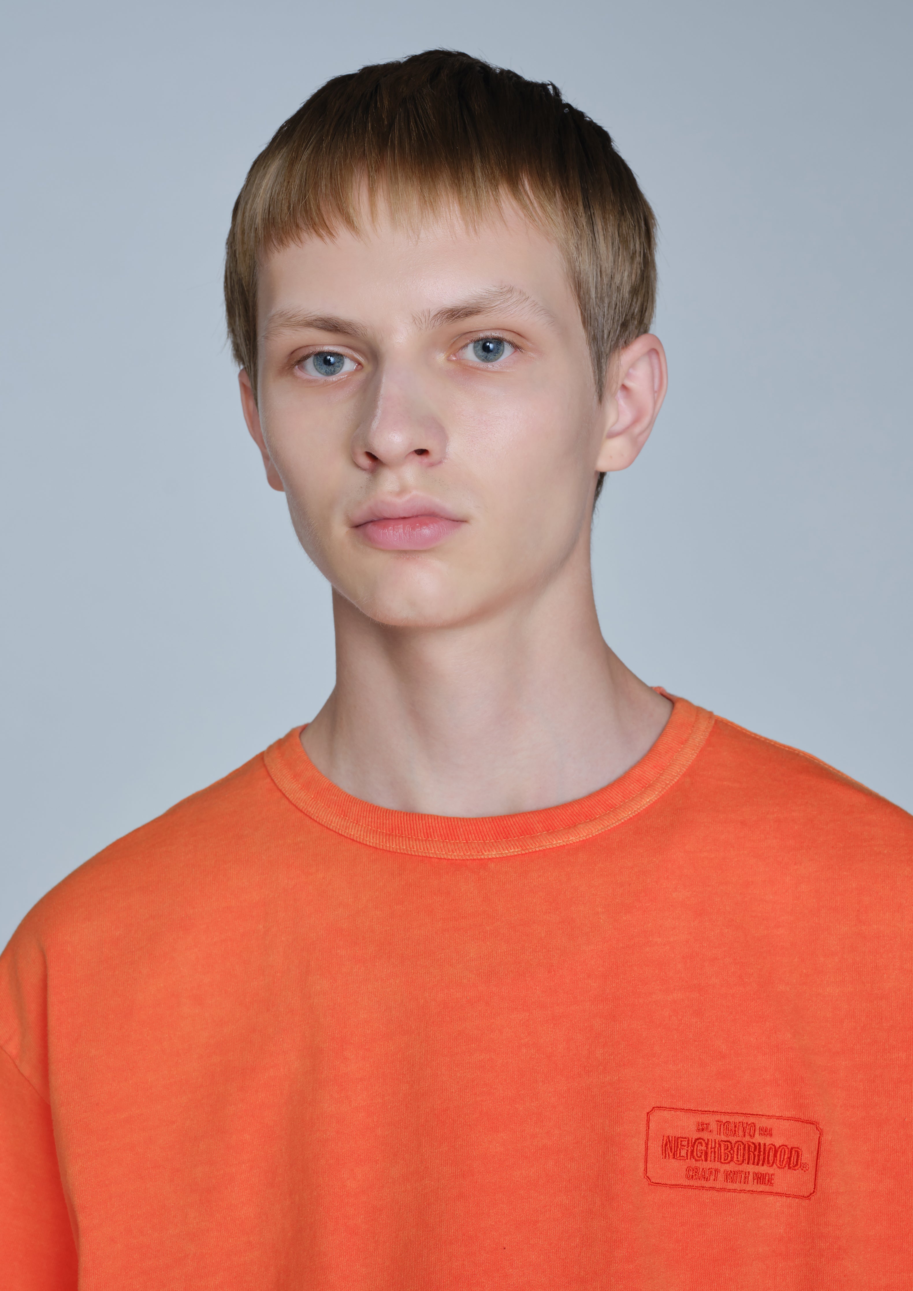 Neighborhood Pigment Crewneck SS T-Shirt Orange Kurzarm Stick