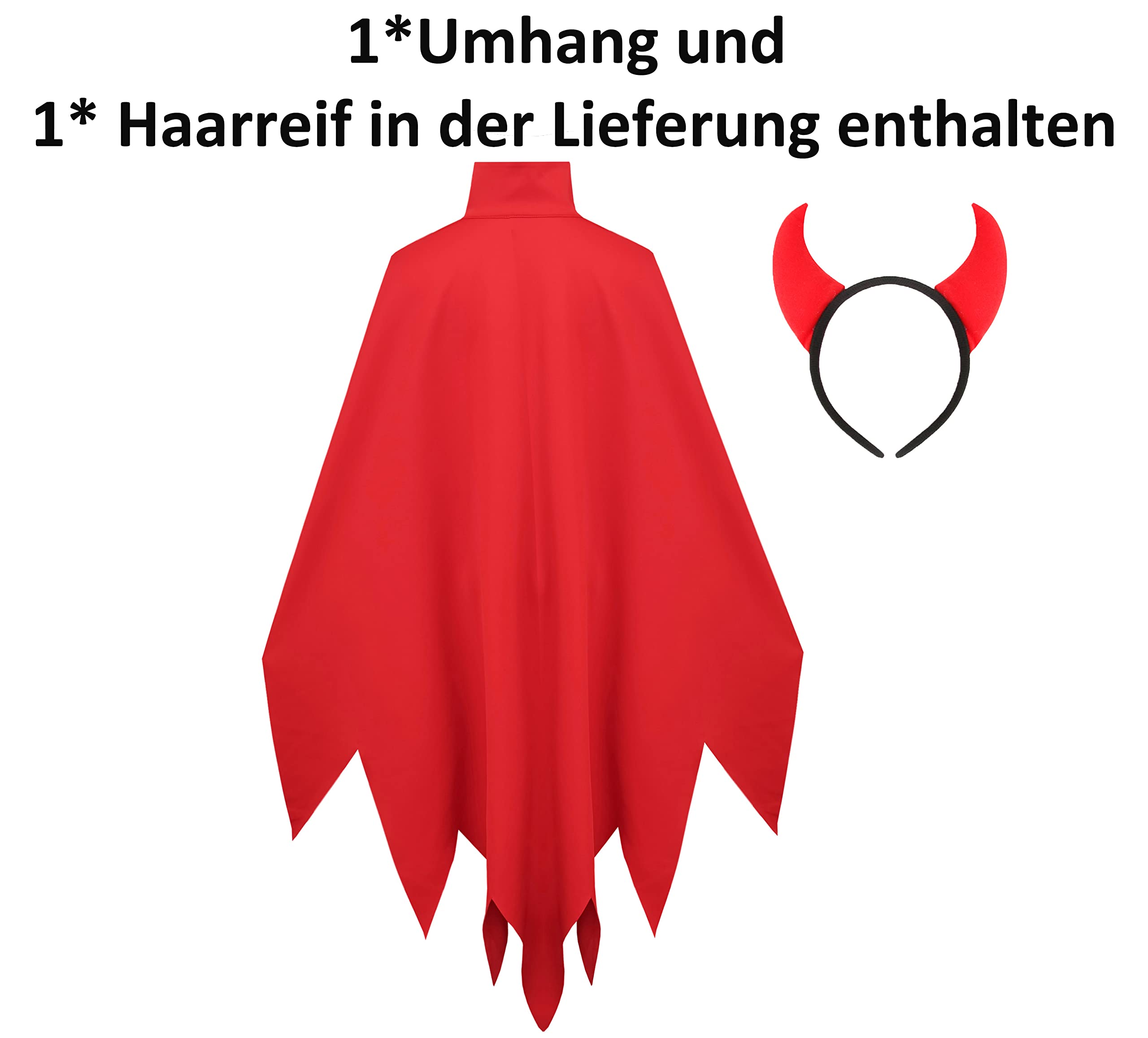 Fairycos Teufel Kostüm Damen mit Umhang und Haarreif