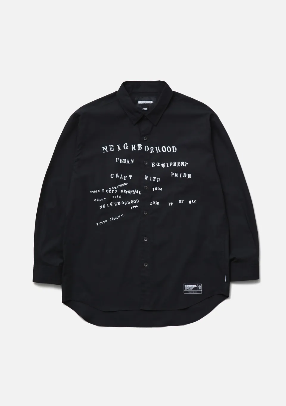 Neighborhood Typographic Shirt LS Hemd Schwarz Langarm Print