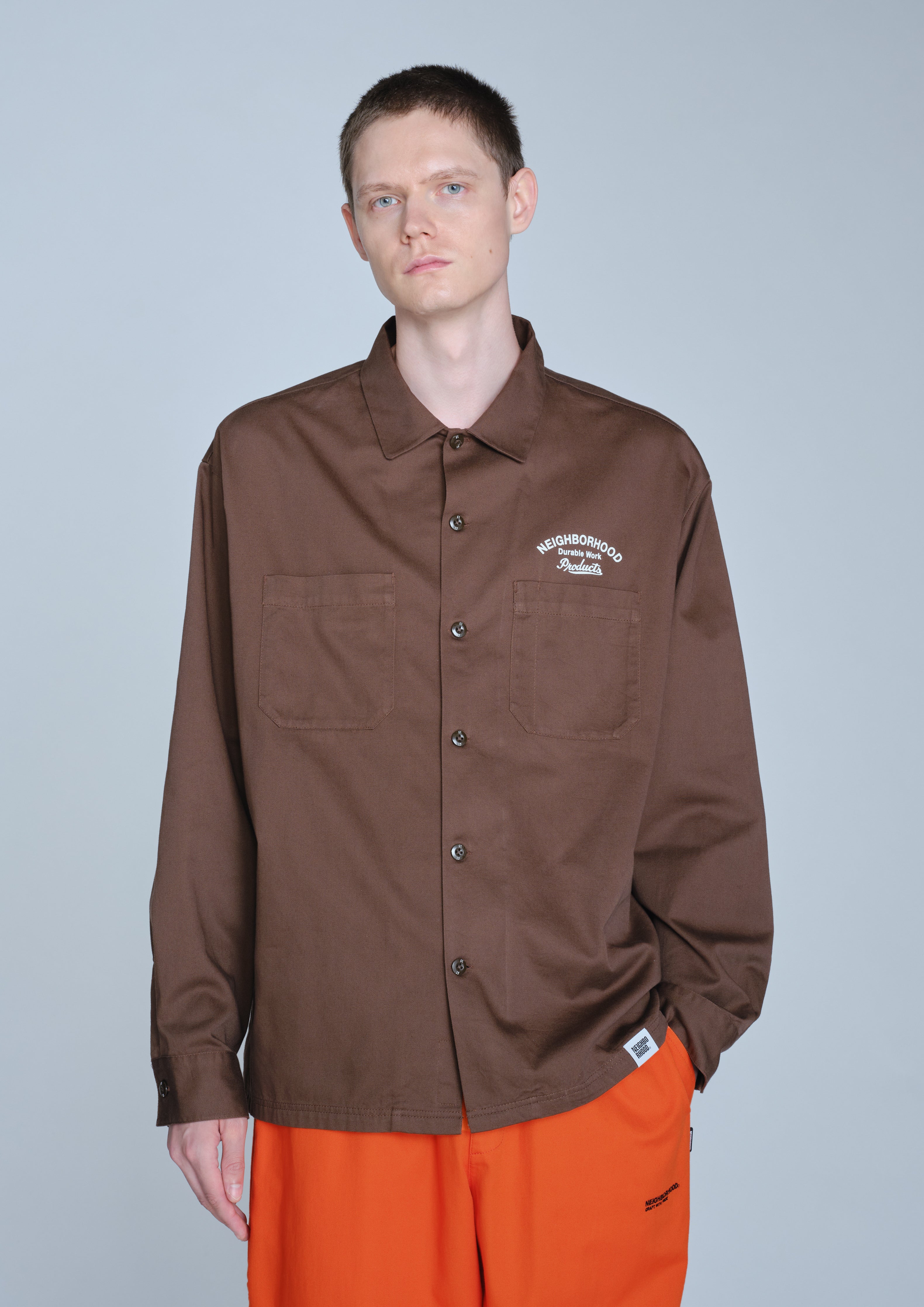 Neighborhood Classic Work Shirt LS Hemd Blaugrau