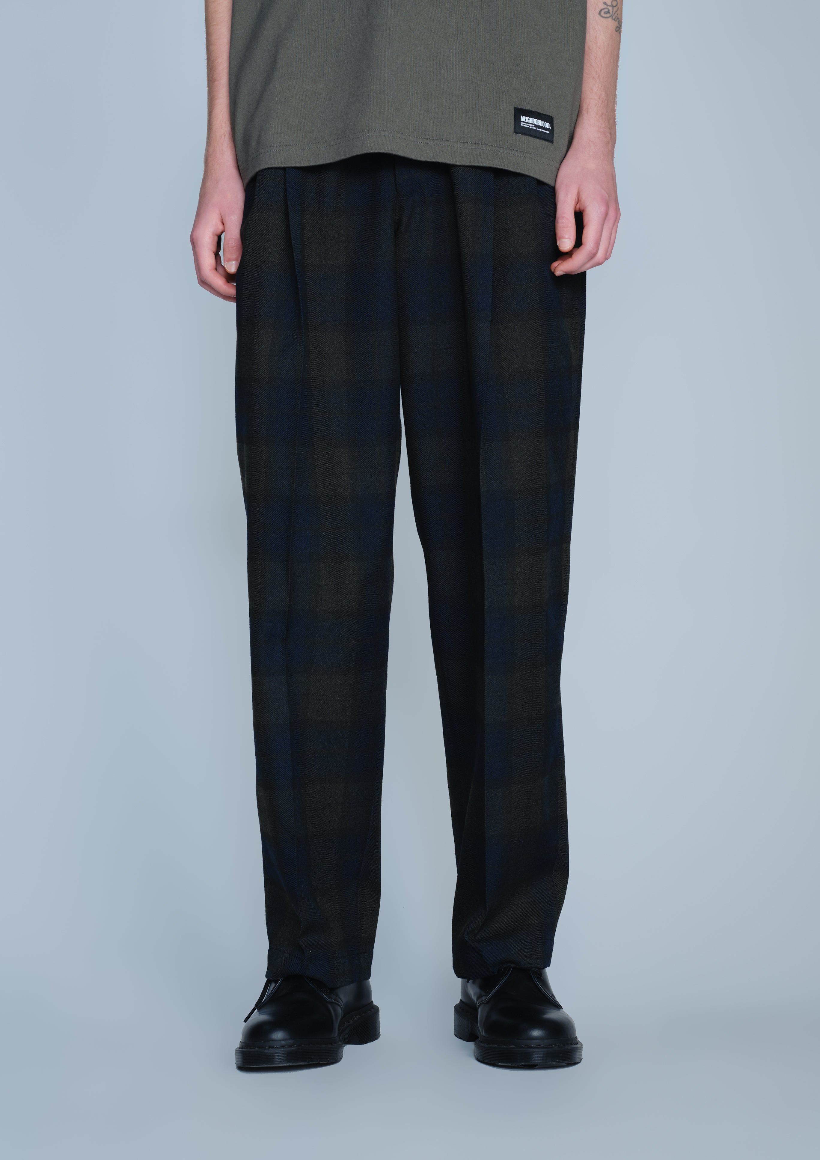 Neighborhood Two Tuck Pants Stoffhose Schwarz Bundfalte