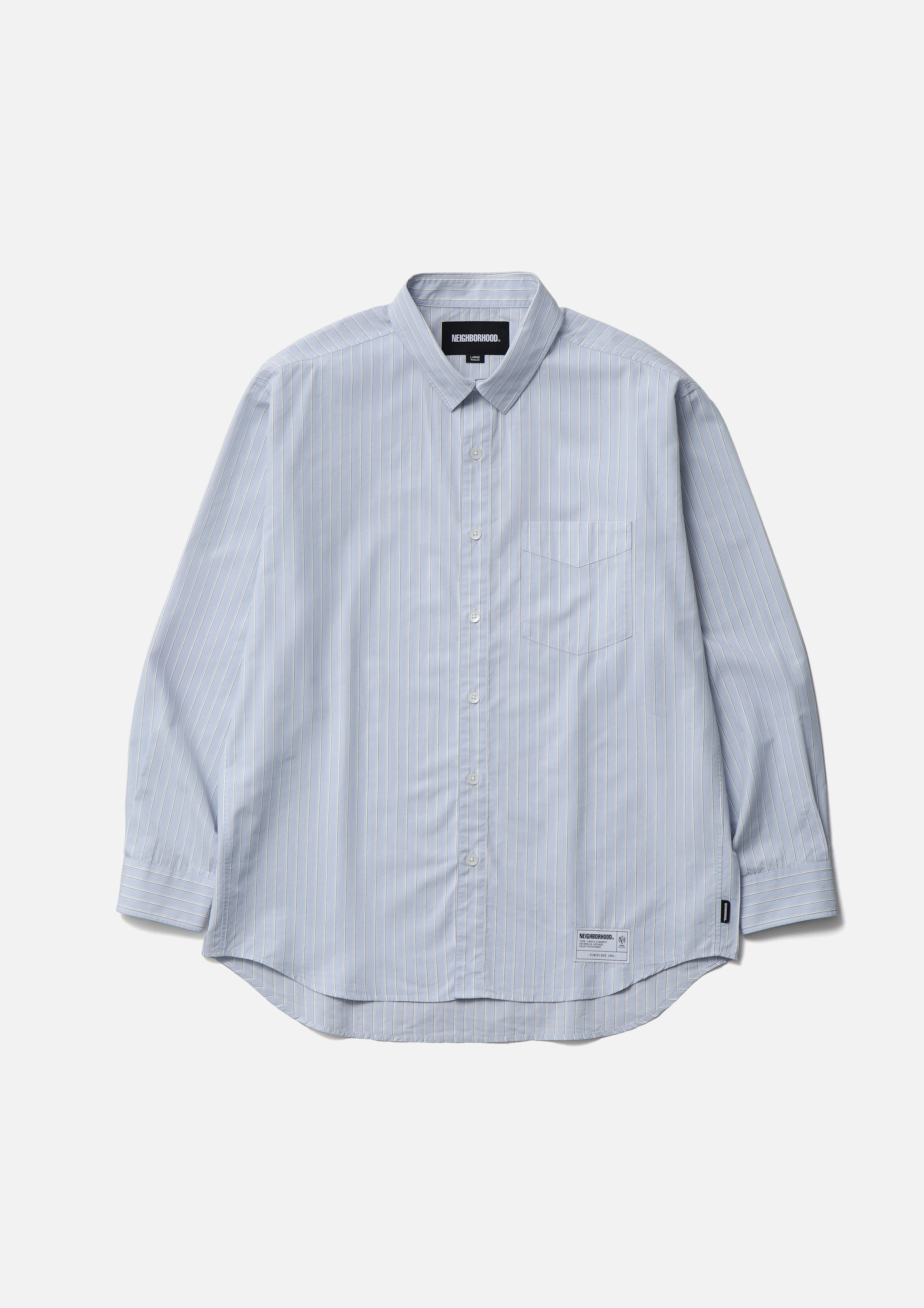 Neighborhood Stripe Shirt LS Hemd grün Streifen Baumwolle