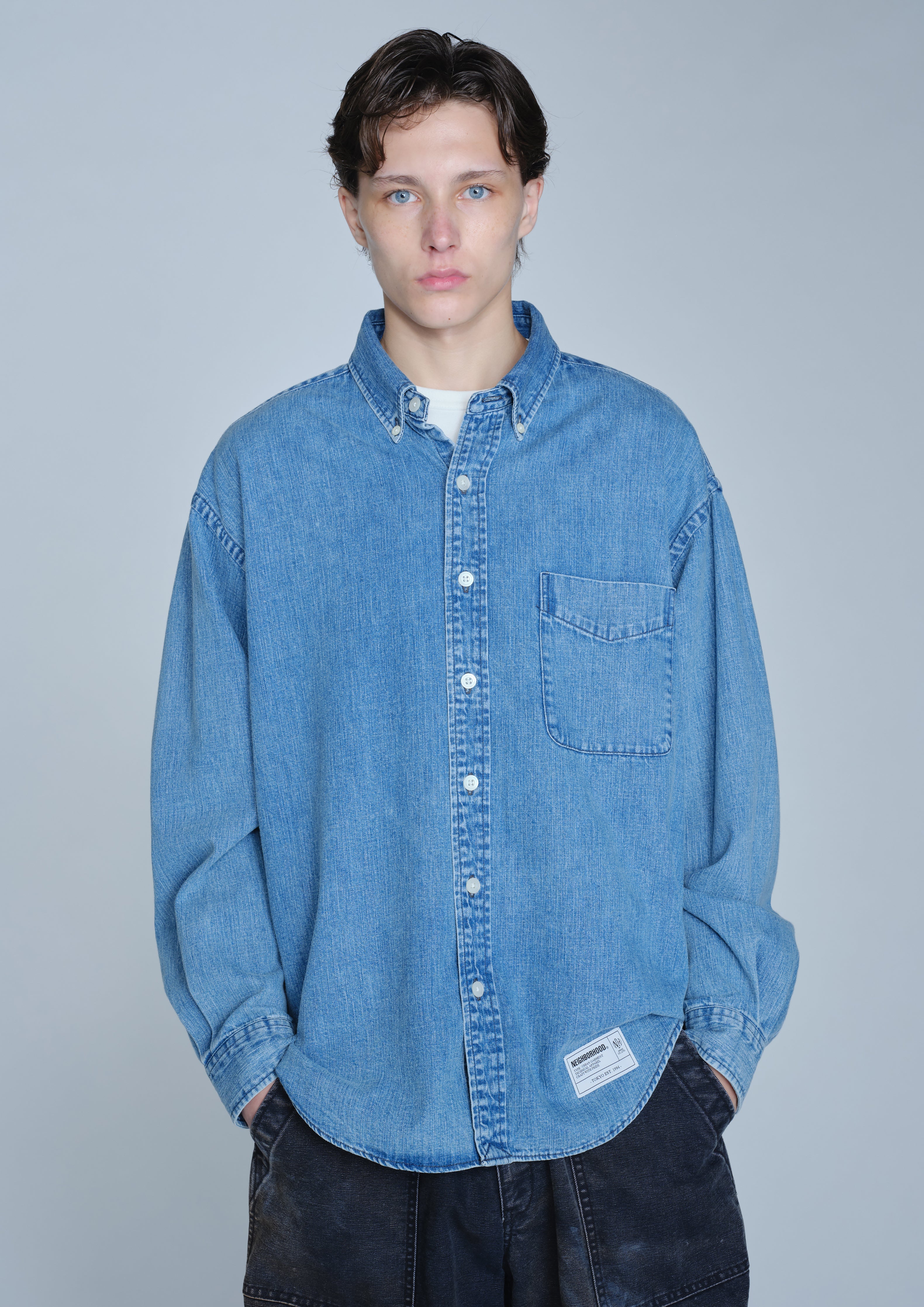 Neighborhood Denim BD Shirt LS Denimhemd Indigo 7.8oz