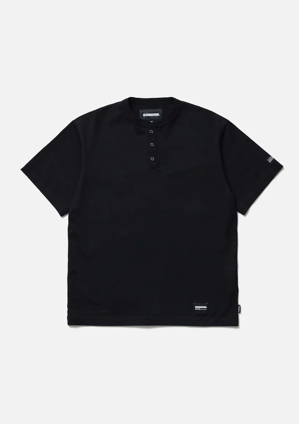 Neighborhood Classic Henley Neck SS Henley-Shirt Schwarz Baumwolle