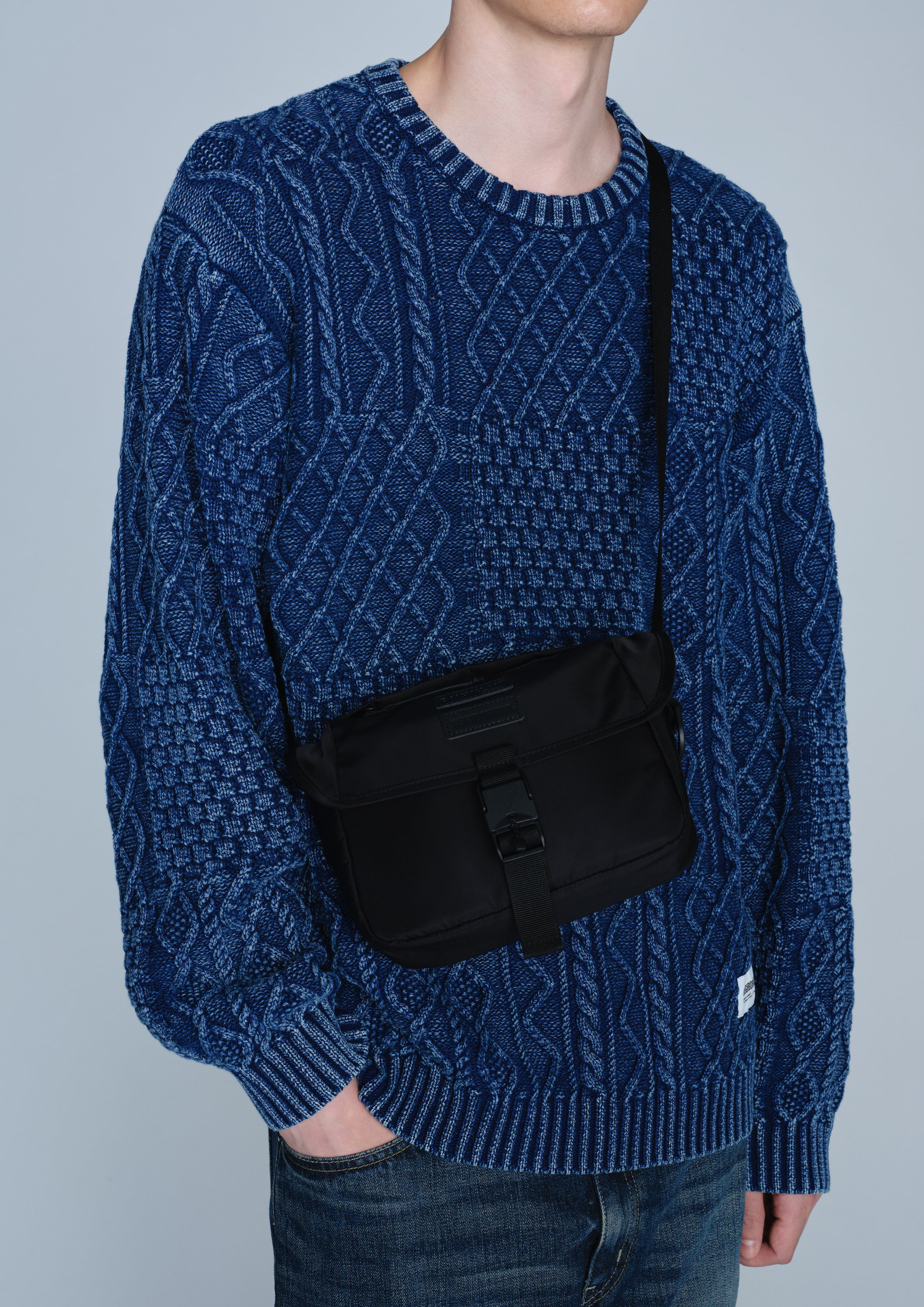 Neighborhood NH x Baicyclon Flap Umhängetasche Schwarz Nylon