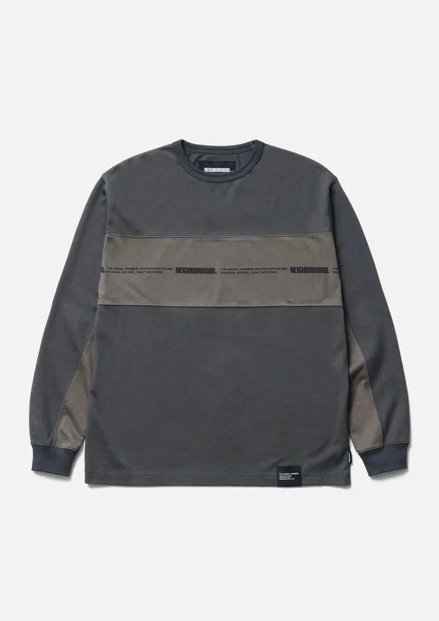 Neighborhood Two-Tone Crewneck LS Shirt Schwarz Baumwolle