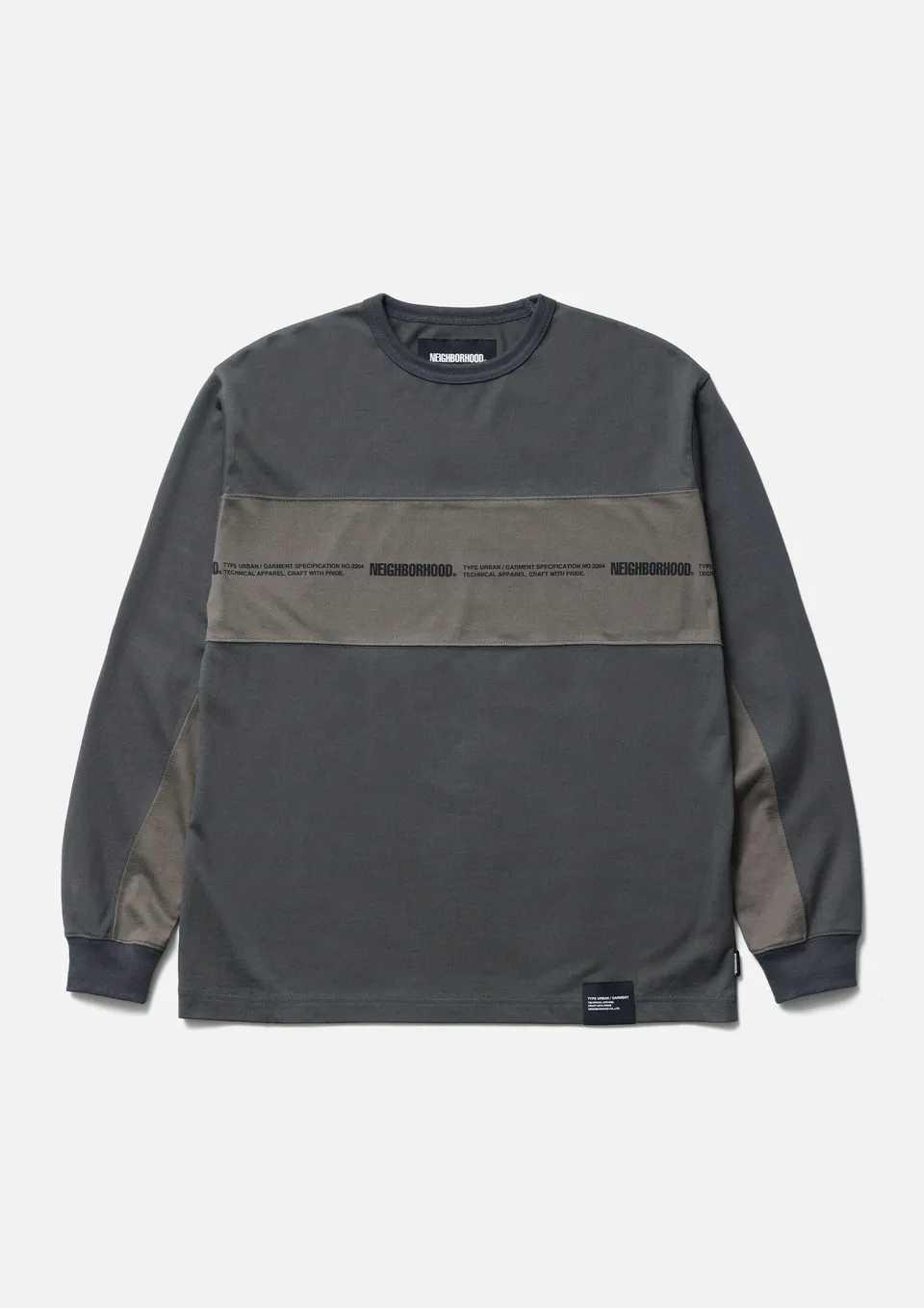 Neighborhood Two-Tone Crewneck LS Shirt Schwarz Baumwolle