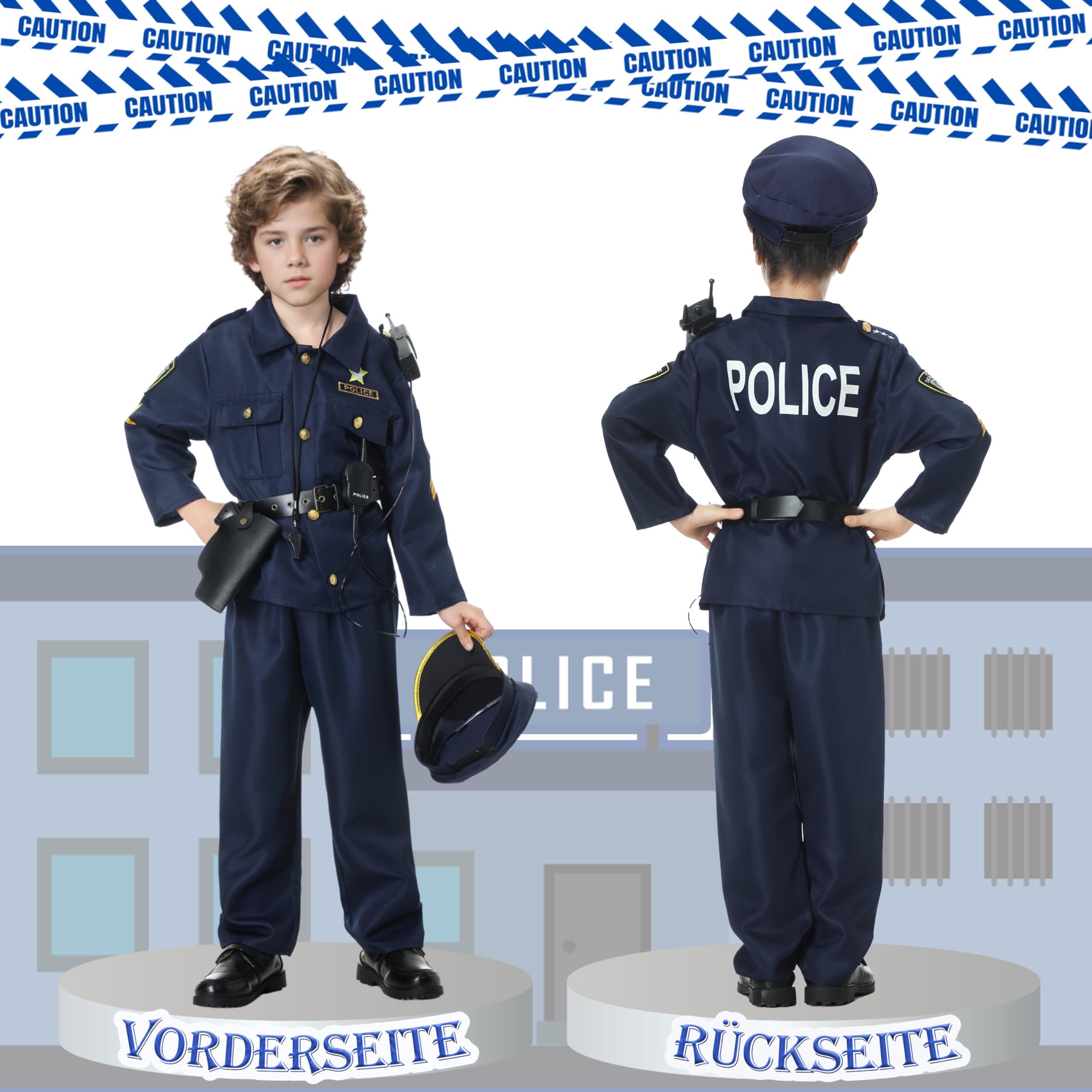 Fairycos Polizei Kostüm Kinder Jungen Mädchen