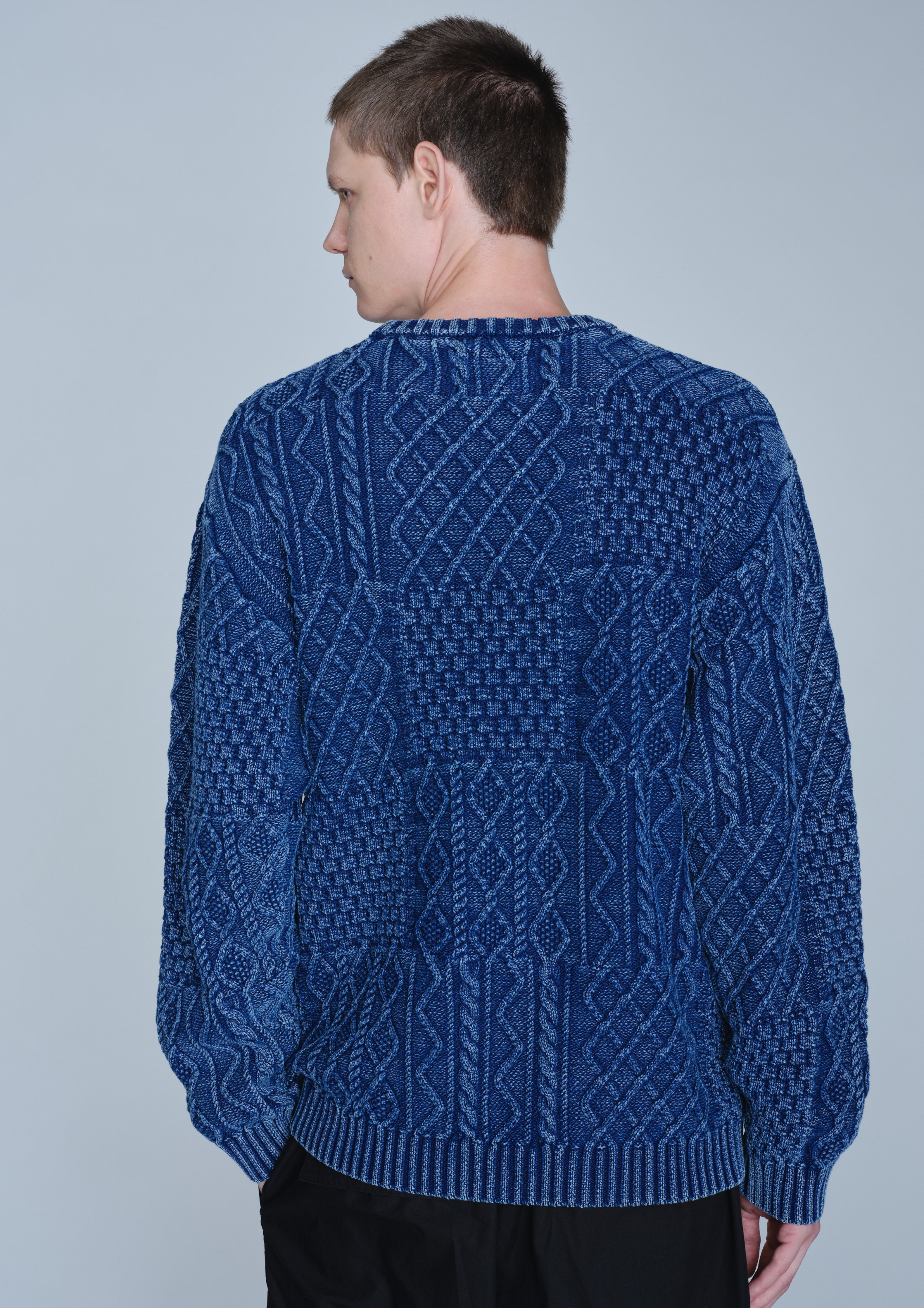 Neighborhood Washed Block Cable Pullover Olive Zopfstrick