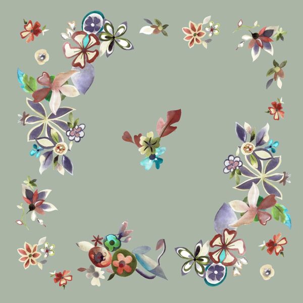 Barbieri Sciarpe Floral Stola Wolle-Seide 140x140 Doppeldruck