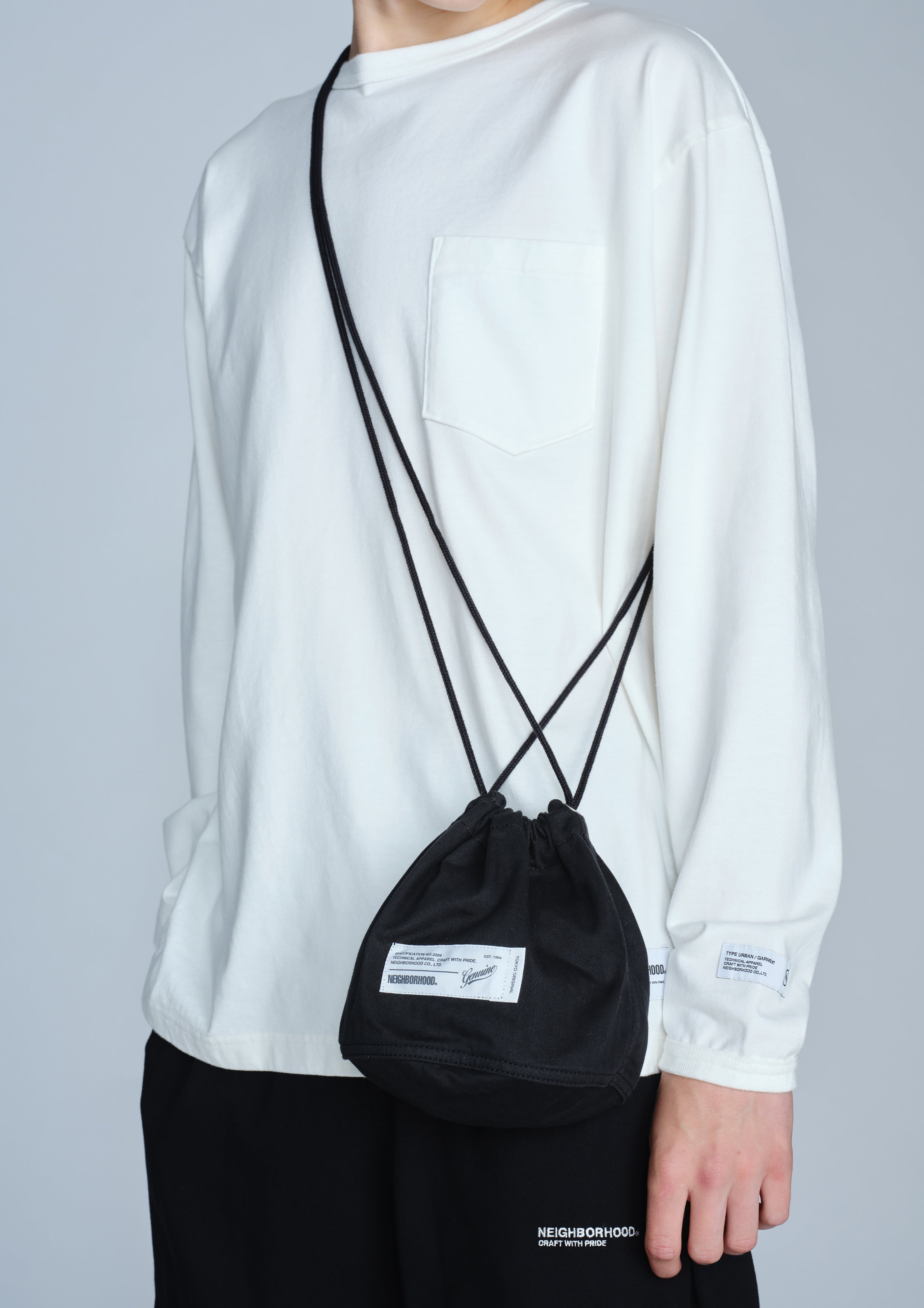 Neighborhood HBT Drawstring Bag Beutel Schwarz Einheitsgröße