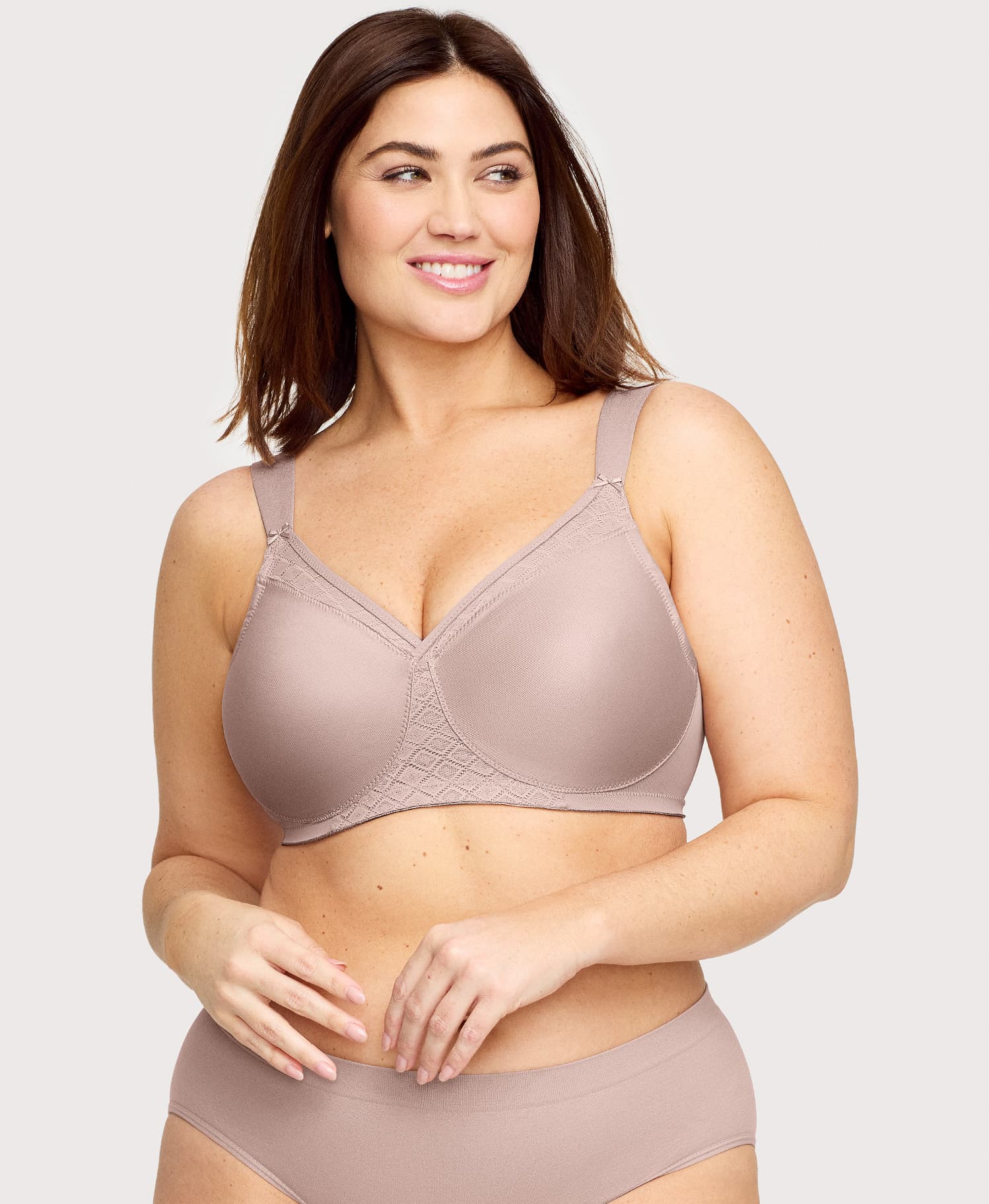 Glamorise MagicLift T-Shirt-BH Taupe bügellos nahtlos