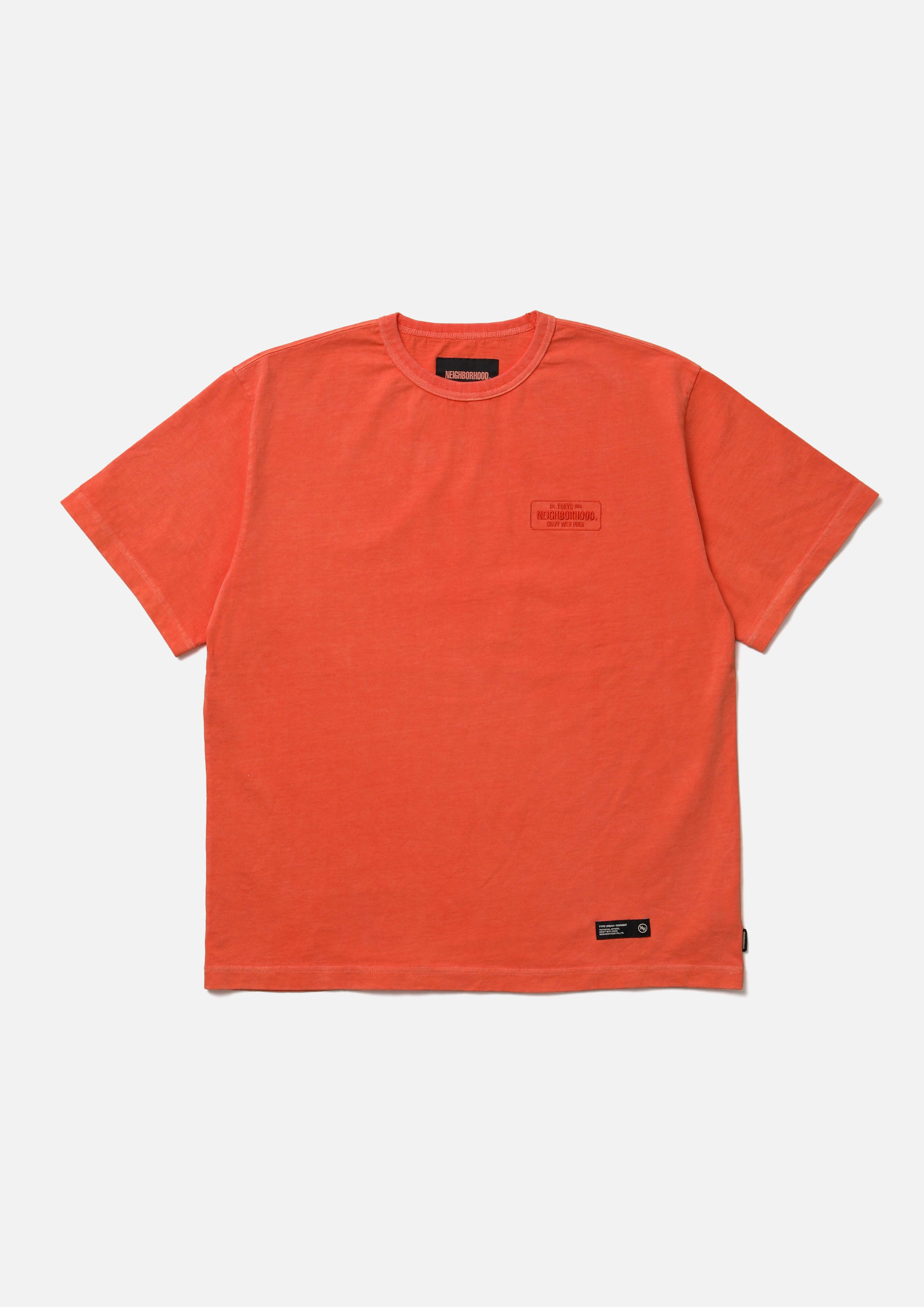 Neighborhood Pigment Crewneck SS T-Shirt Orange Kurzarm Stick