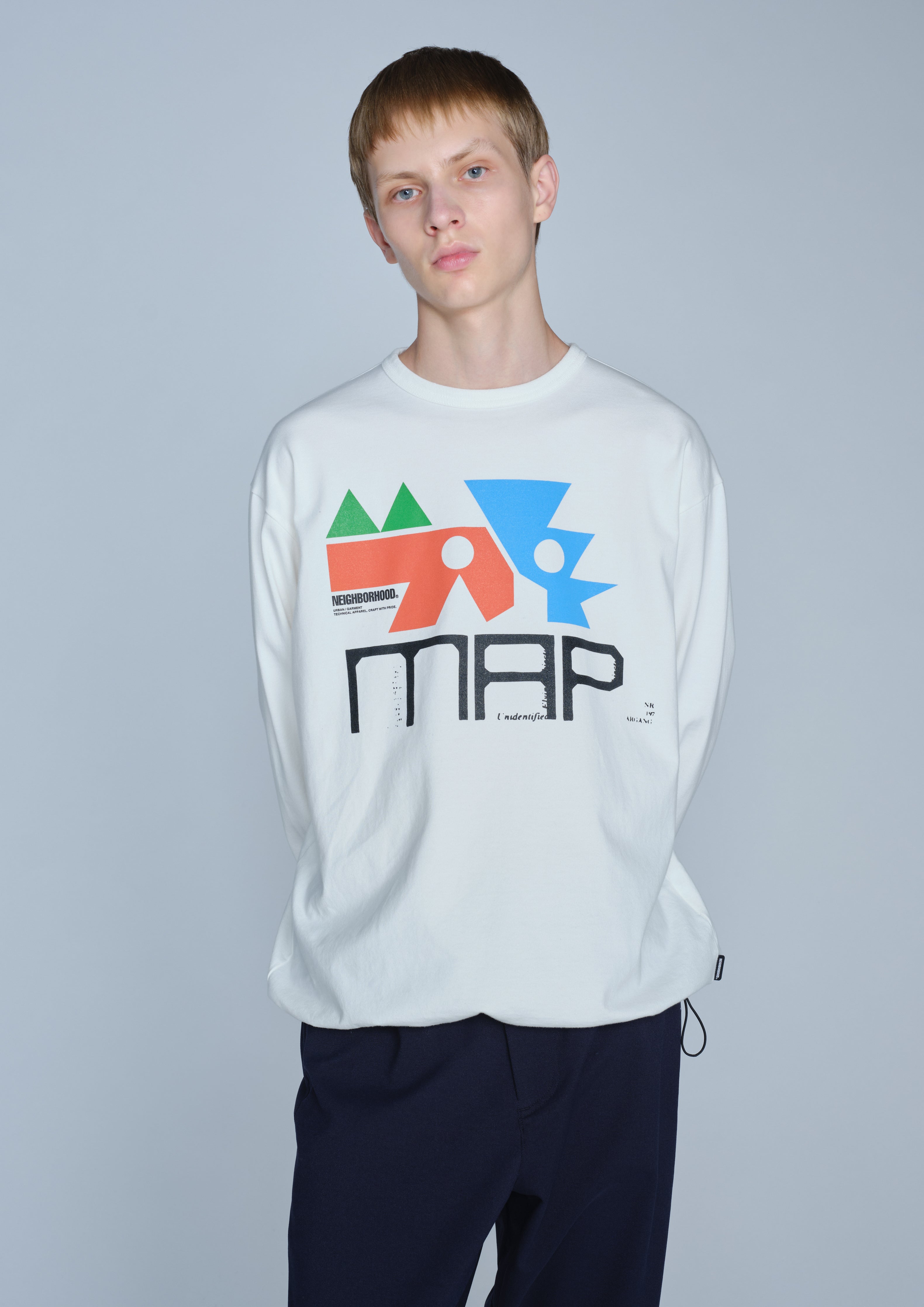 Neighborhood Map Crewneck LS Langarmshirt Schwarz Baumwolle
