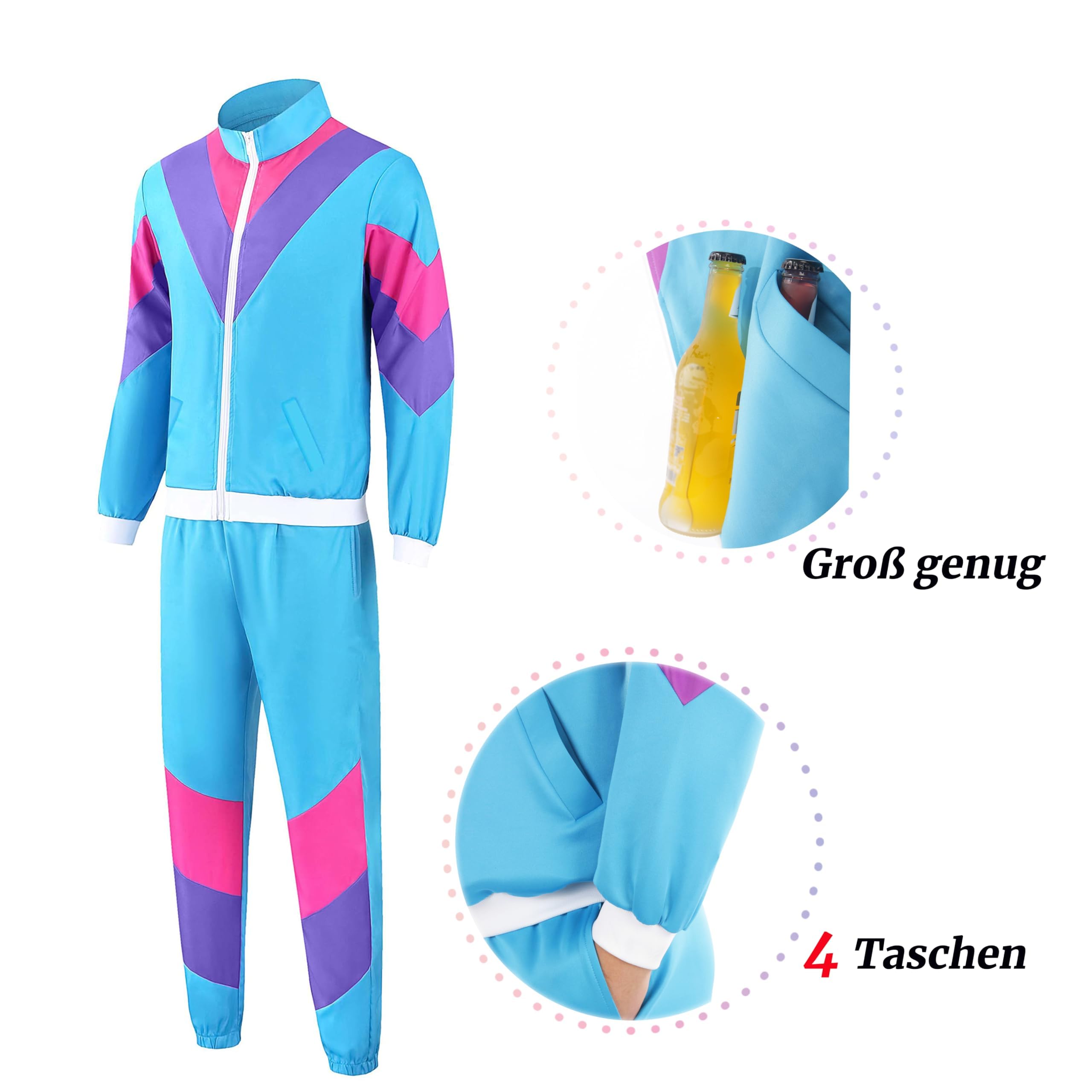 Fairycos 80er 90er Trainingsanzug Kostüm L Partnerlook
