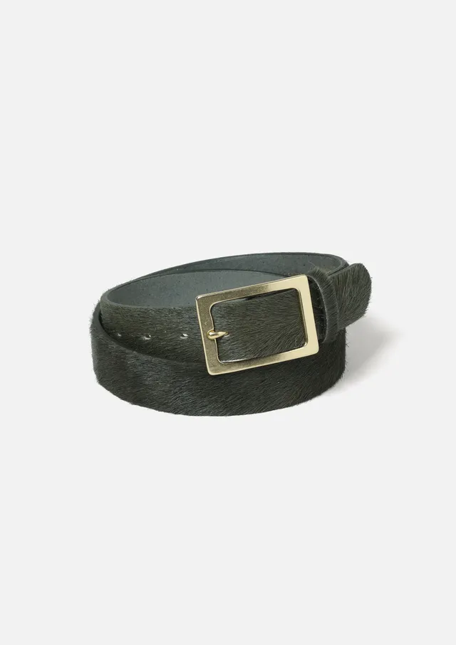 Neighborhood Hair-On Leather Belt Ledergürtel Grün M 32mm