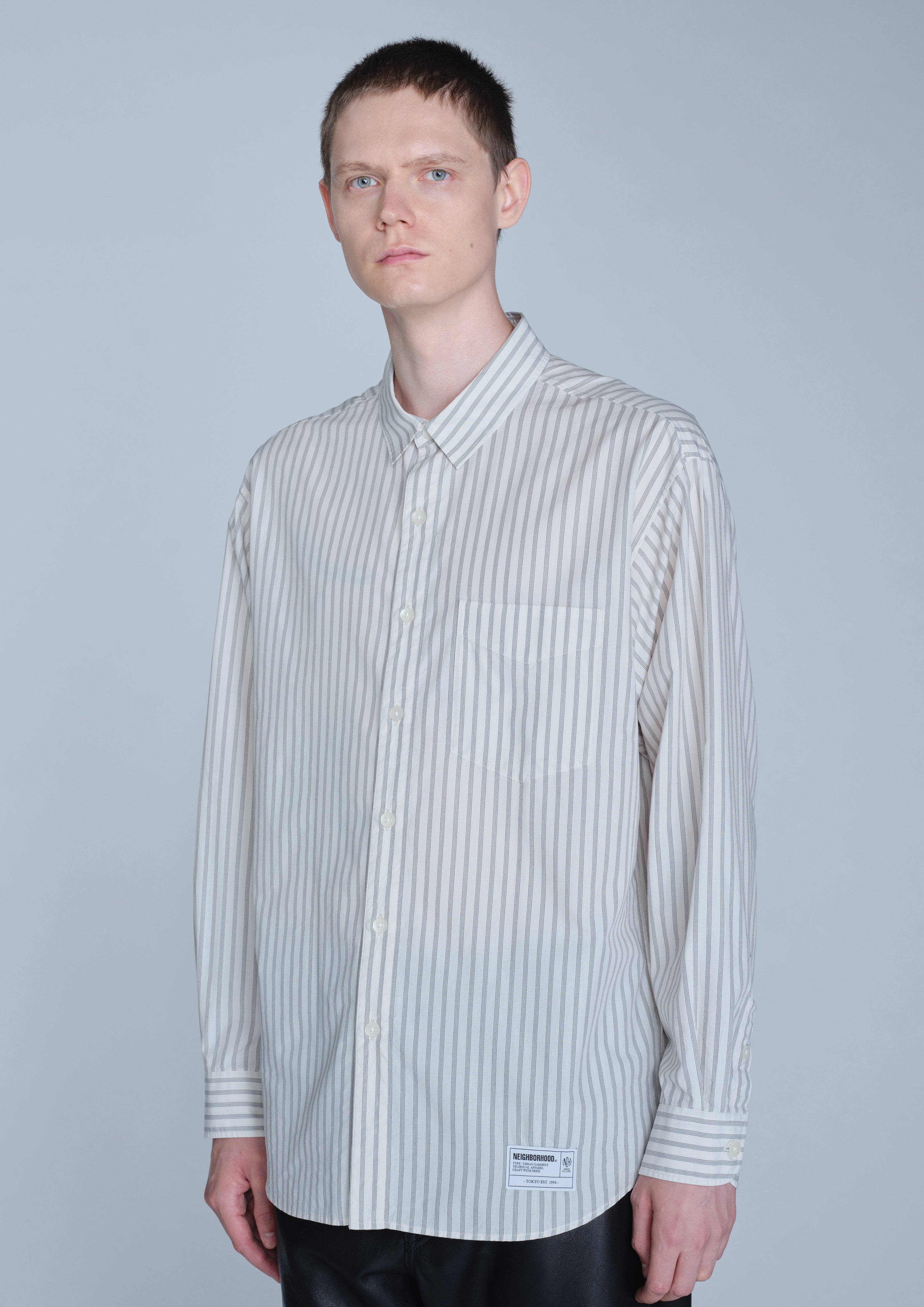 Neighborhood Stripe Shirt LS Hemd grün Streifen Baumwolle