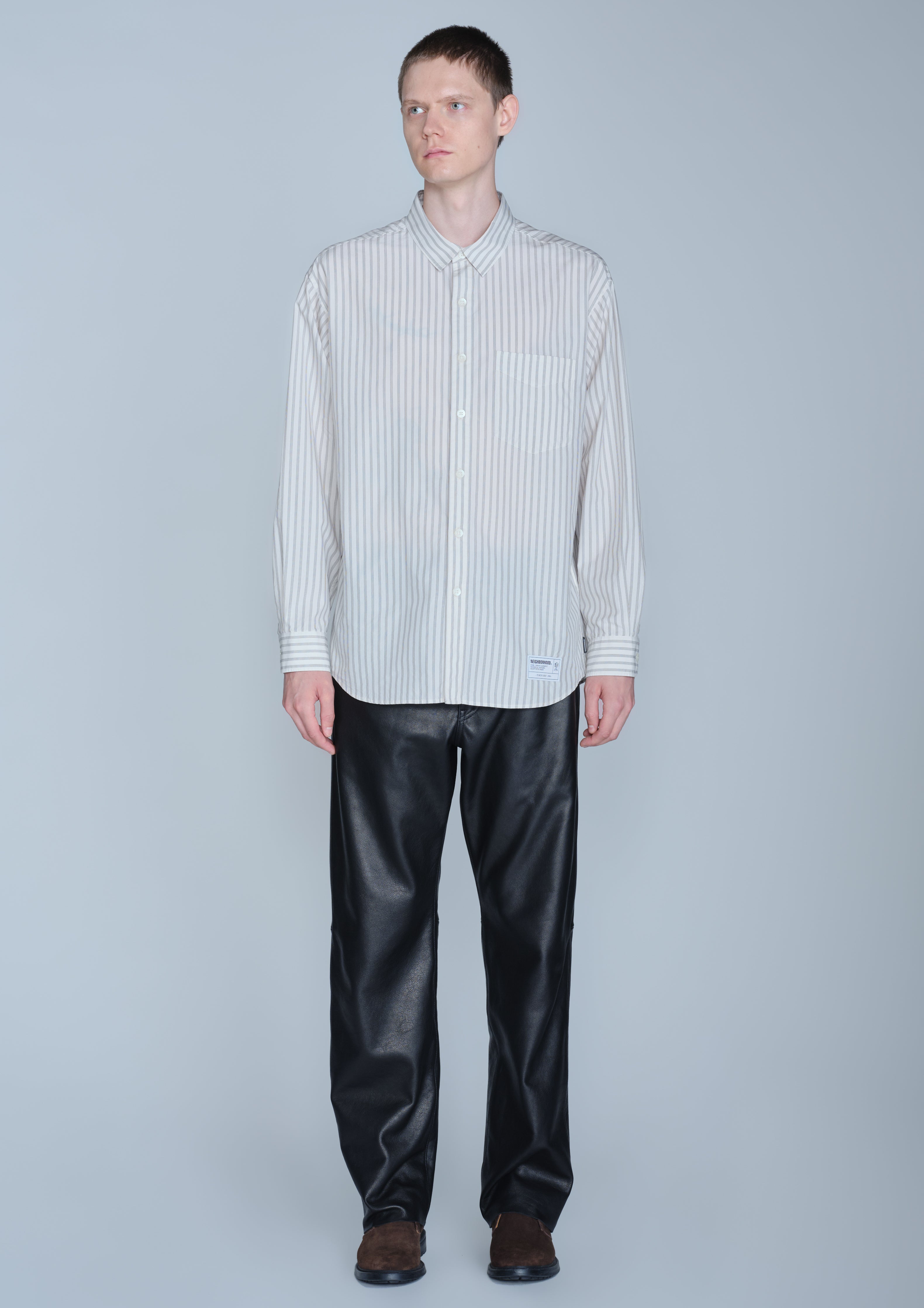 Neighborhood Stripe Shirt LS Hemd grün Streifen Baumwolle